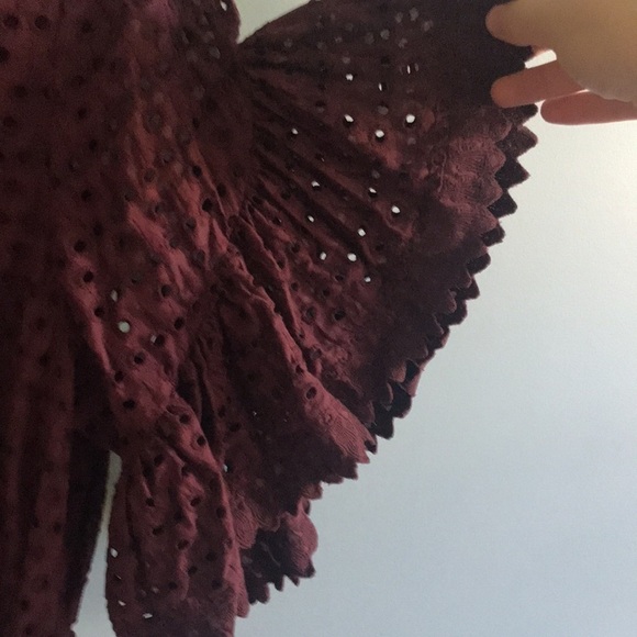 Adolfo Dominguez designer eyelet and lace plum dress Tie waist Feminine flirty 6 - Picture 3 of 14